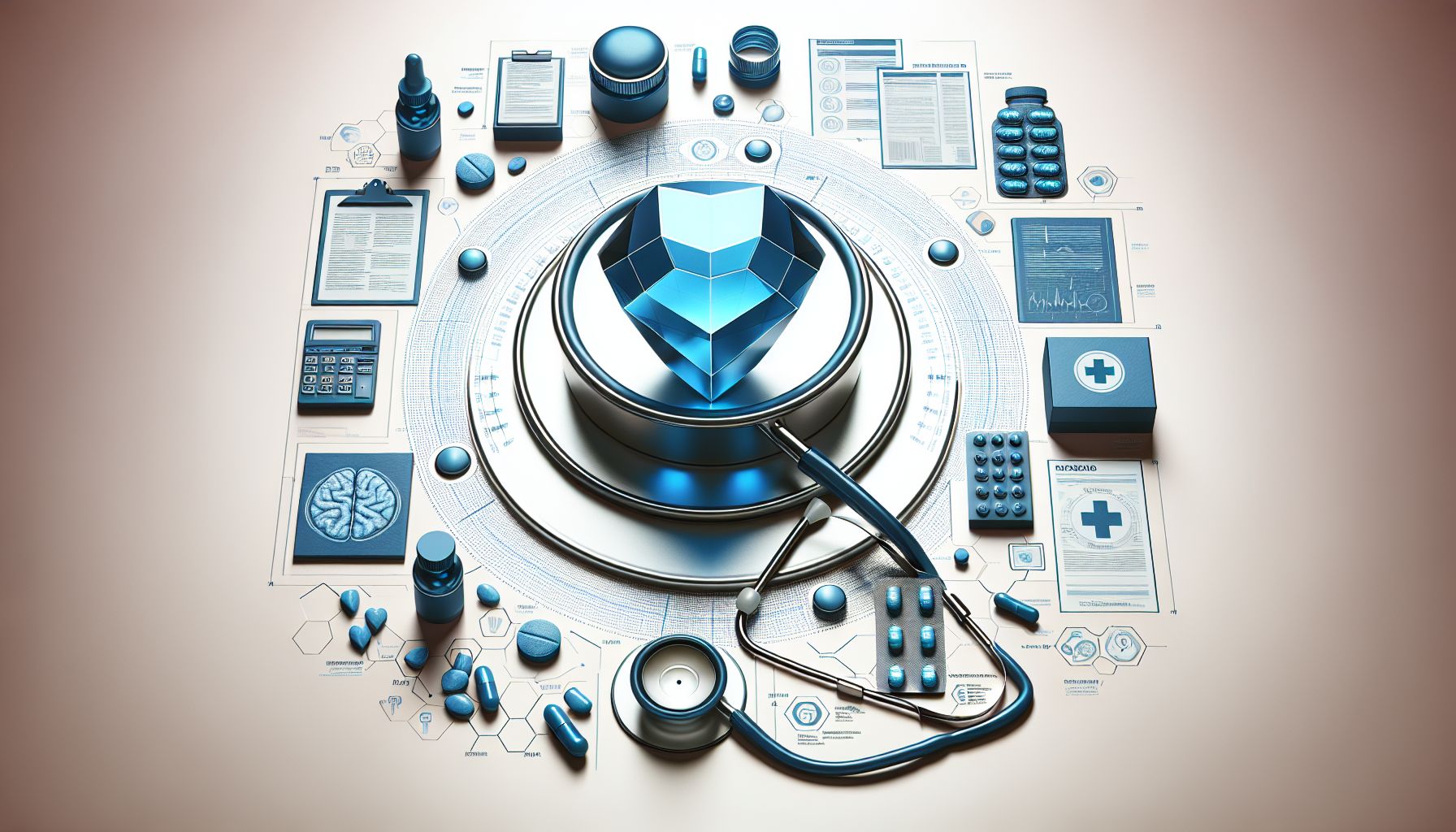 Image of Viagra tablets with a stethoscope